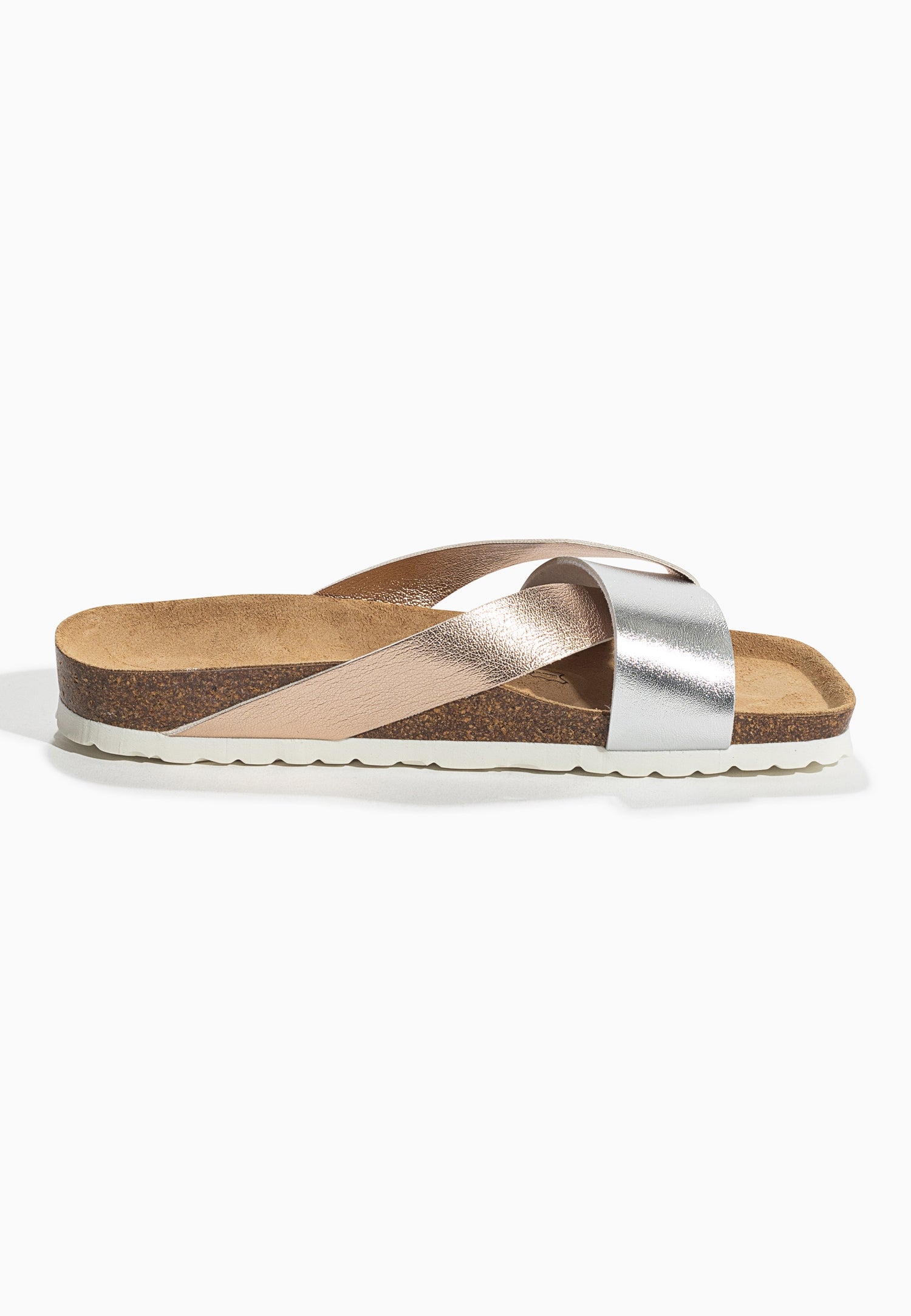 Mildura Rose Gold and Silver 2 Strap Sandals