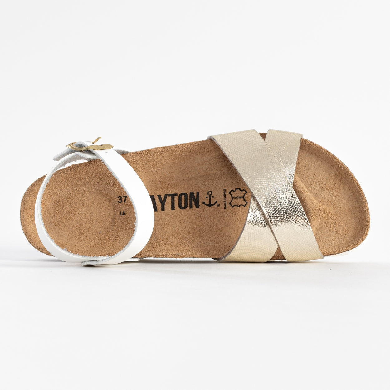 Vallado White and Gold Multi-Strap Sandals