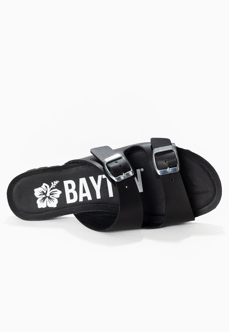 Black Astrakan 2 Strap Sandals