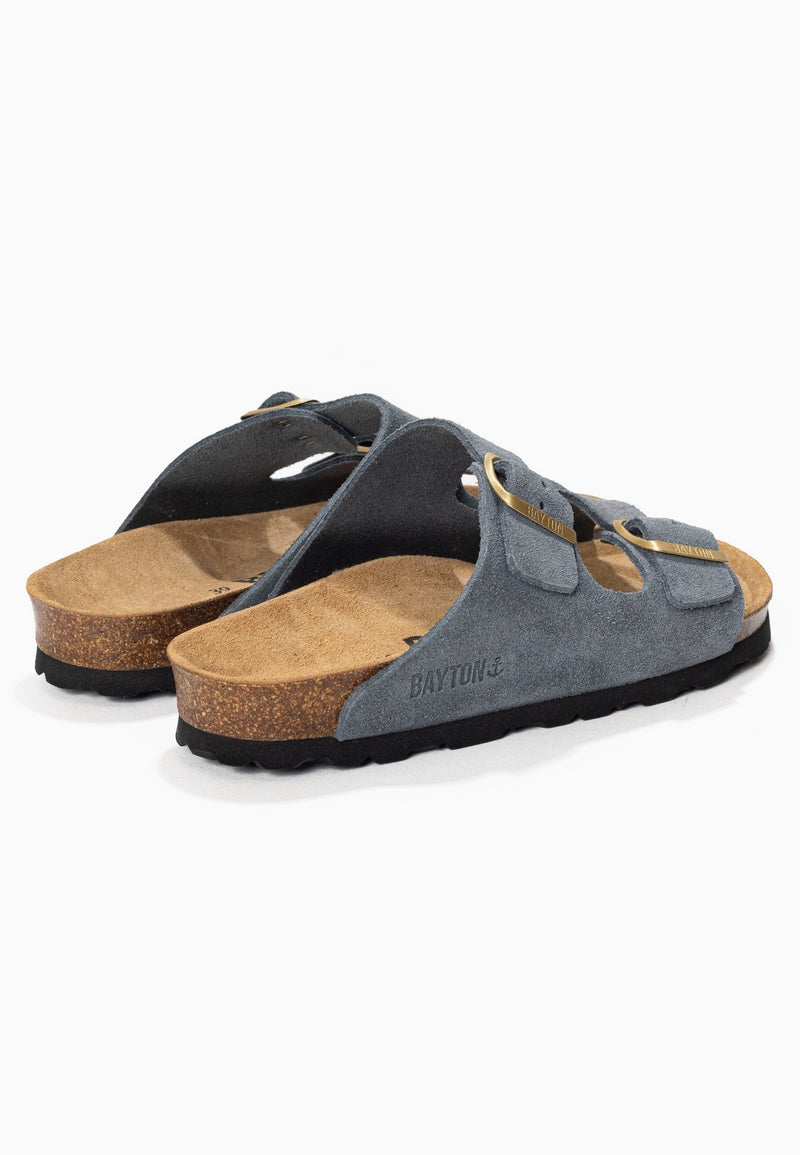 Atlas Grey Suede Leather 2 Strap Sandals