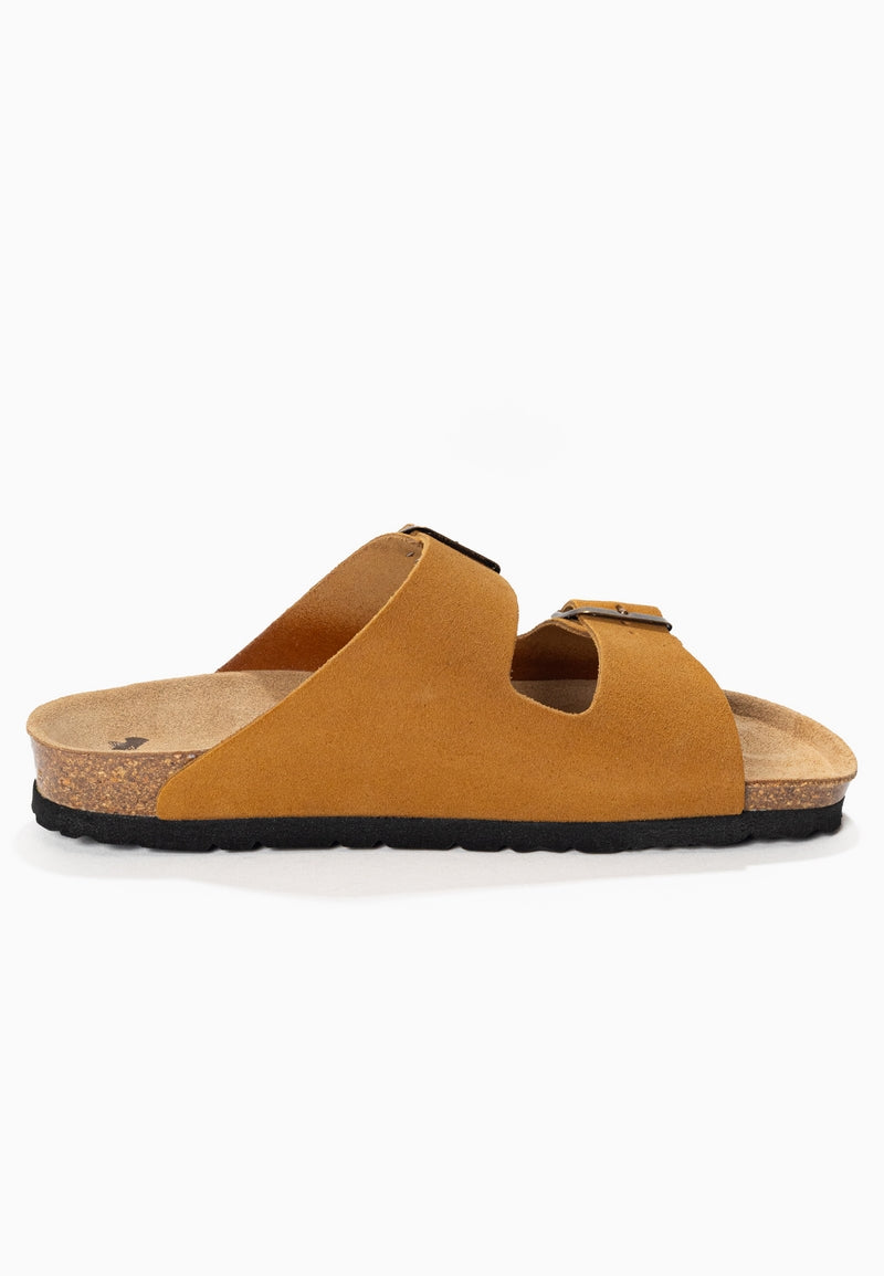 Atlas Camel Suede Leather 2 Strap Sandals