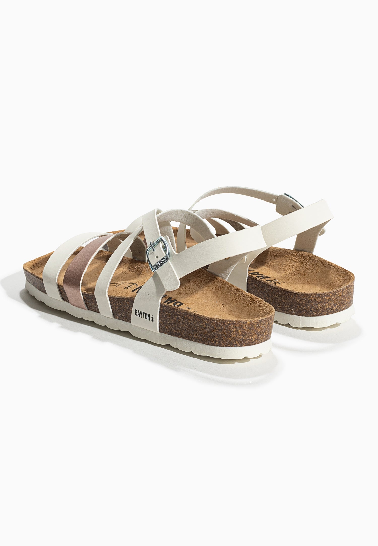 Gerone White and Rose Gold Multi-Strap Sandals