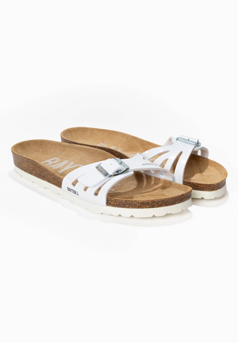 Athena White 1 Strap Sandals