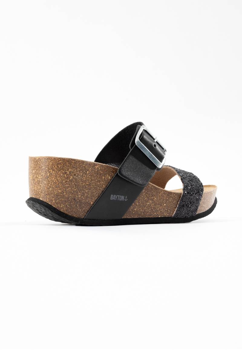 Persee Black Wedge and Semi-Wedge Sandals