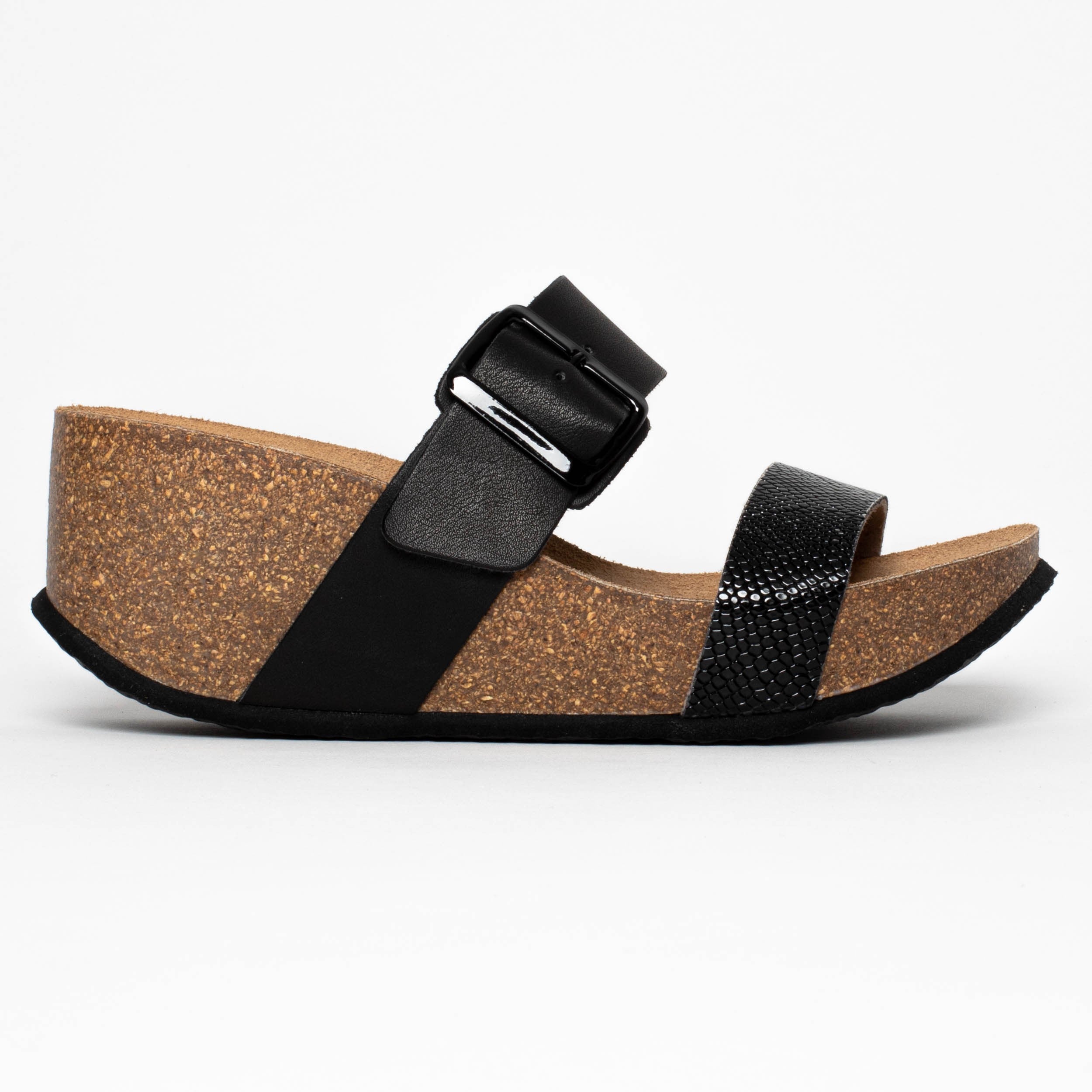 Persee Black Wedge and Semi-Wedge Sandals