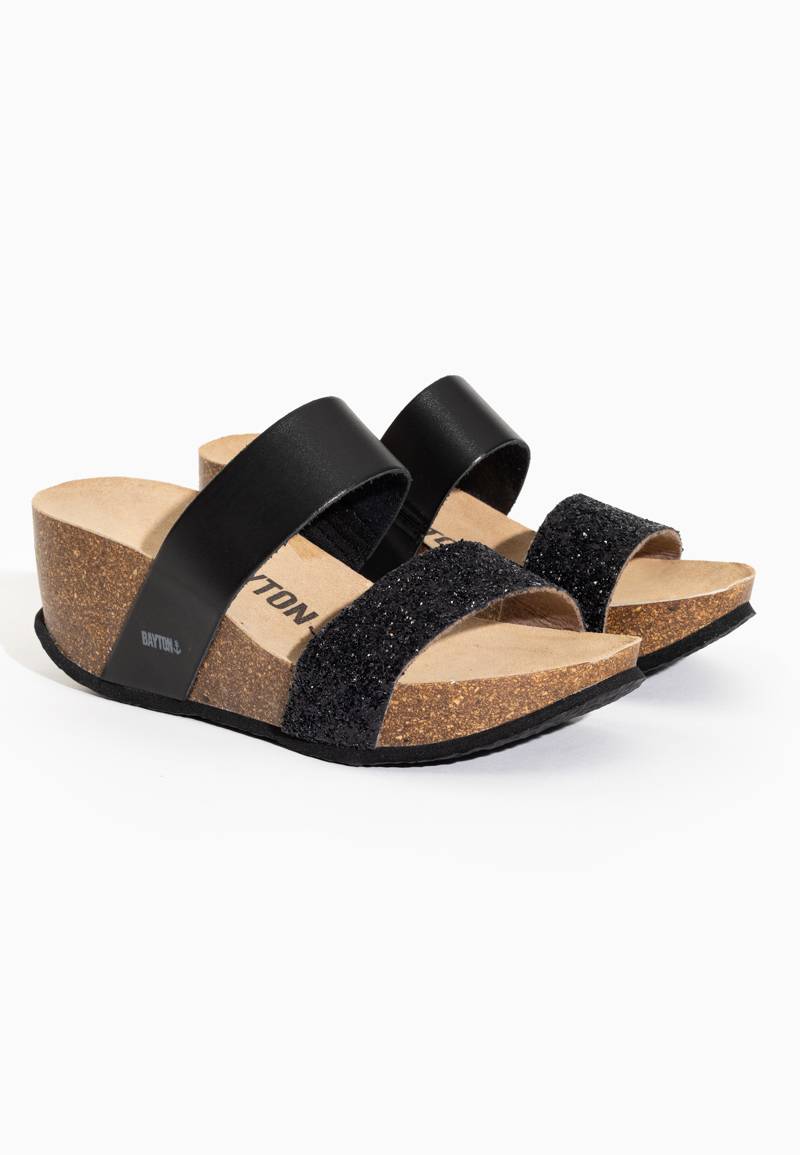 Philomene Black Wedge and Semi-Wedge Sandals