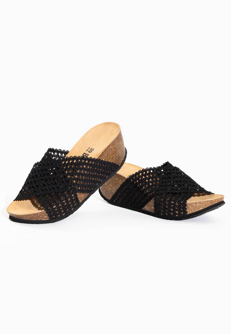 Xelina Black Wedge and Semi-Wedge Sandals