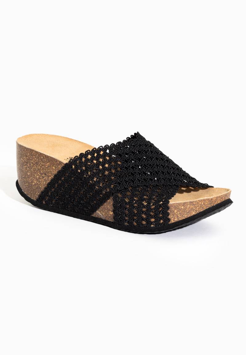 Xelina Black Wedge and Semi-Wedge Sandals