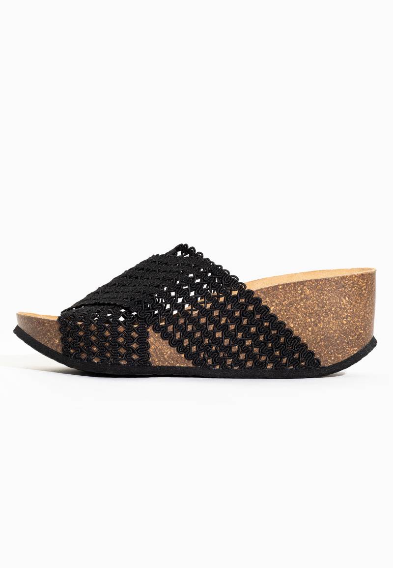 Xelina Black Wedge and Semi-Wedge Sandals