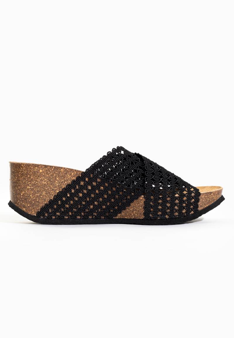 Xelina Black Wedge and Semi-Wedge Sandals