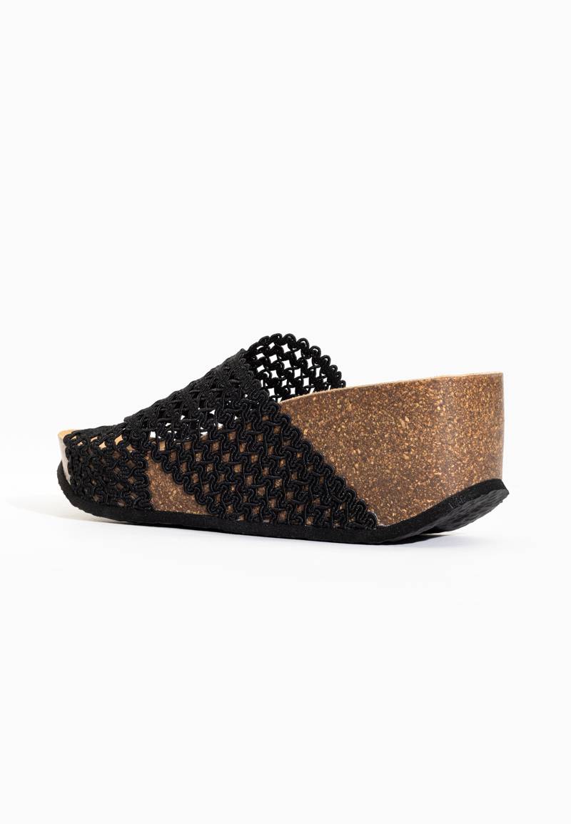 Xelina Black Wedge and Semi-Wedge Sandals