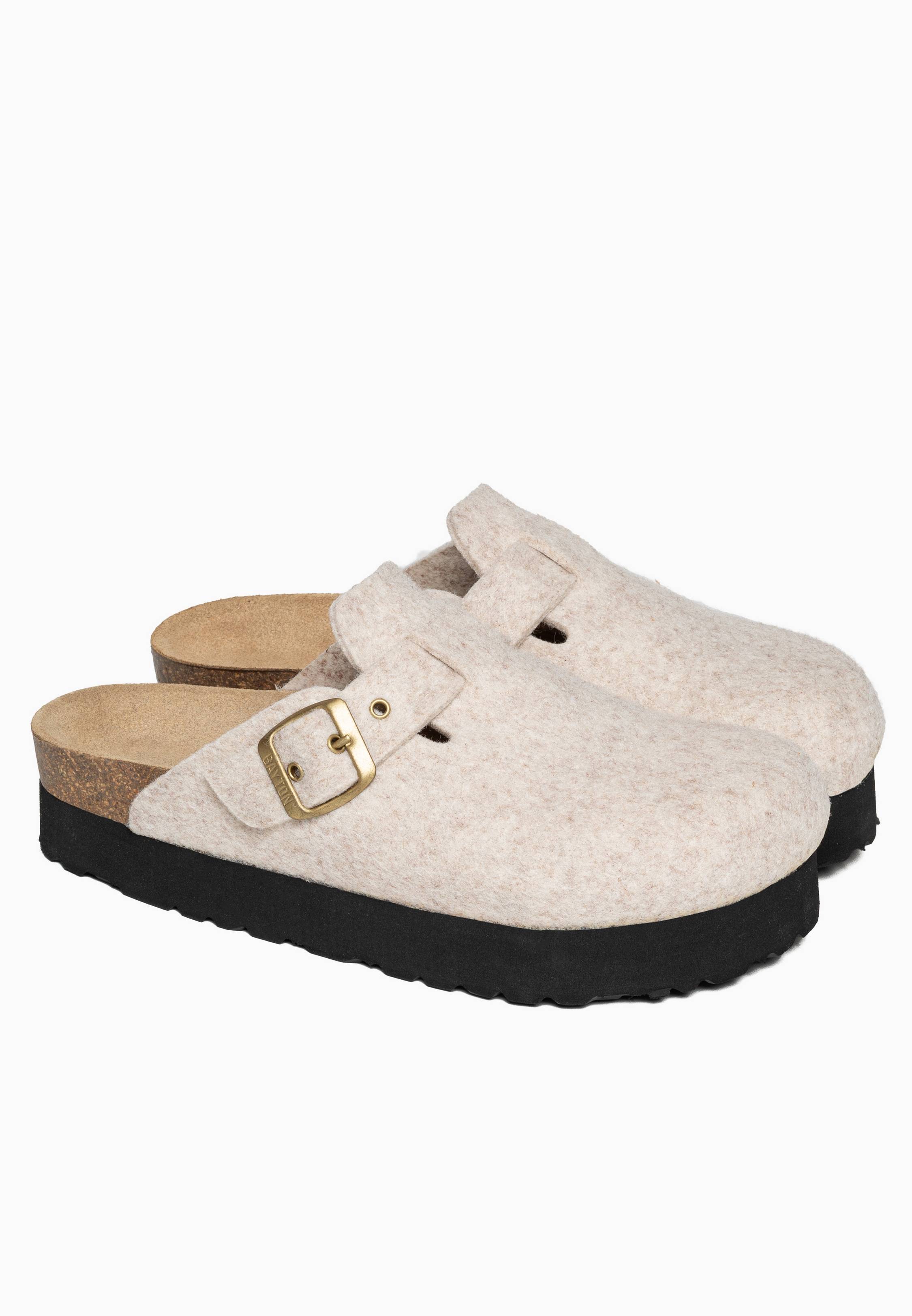 Elbe Beige Platform Clogs