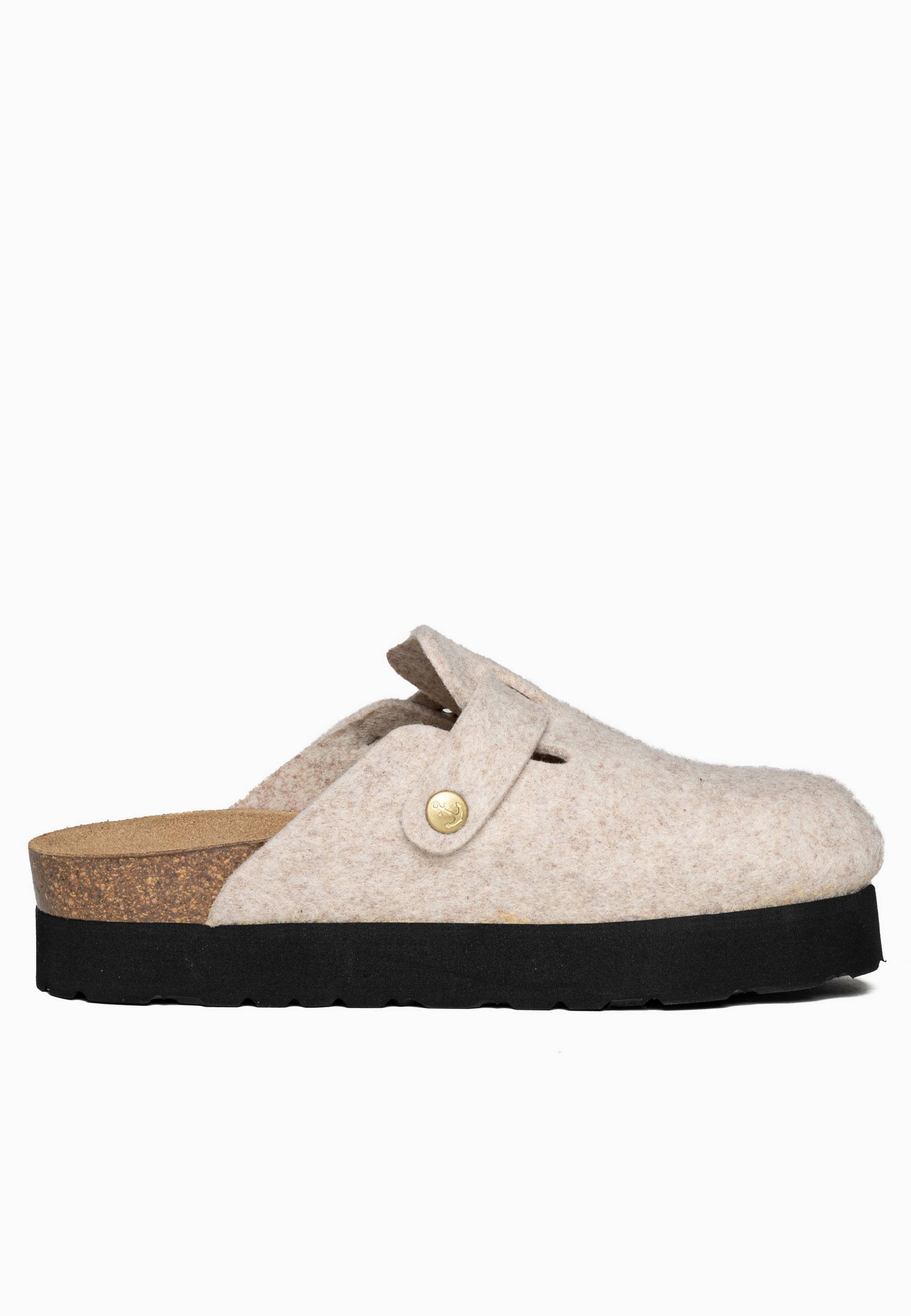 Elbe Beige Platform Clogs