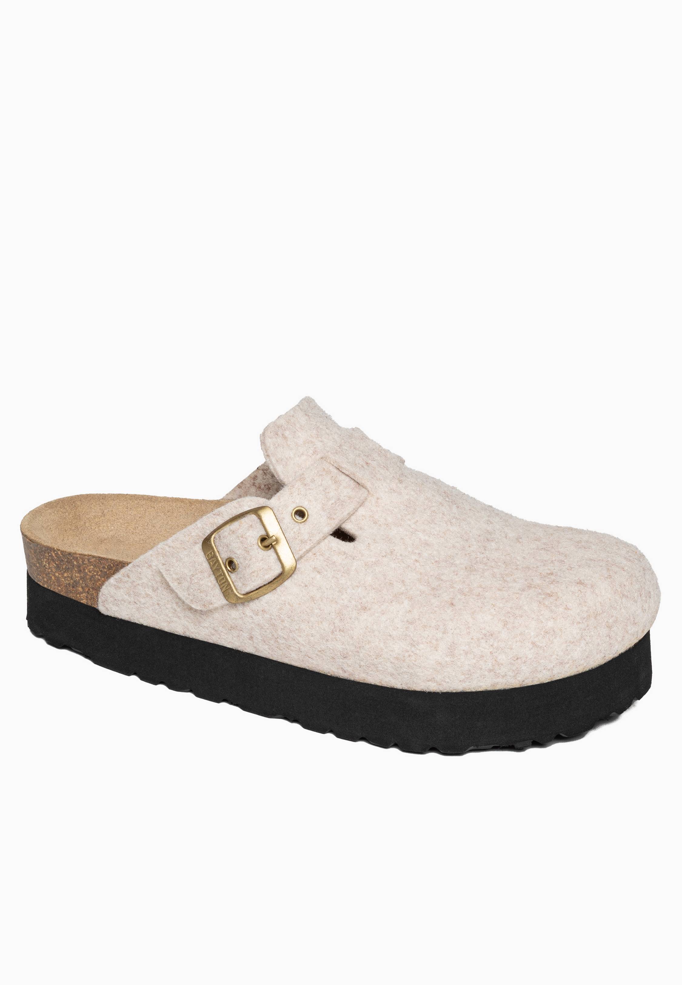 Elbe Beige Platform Clogs