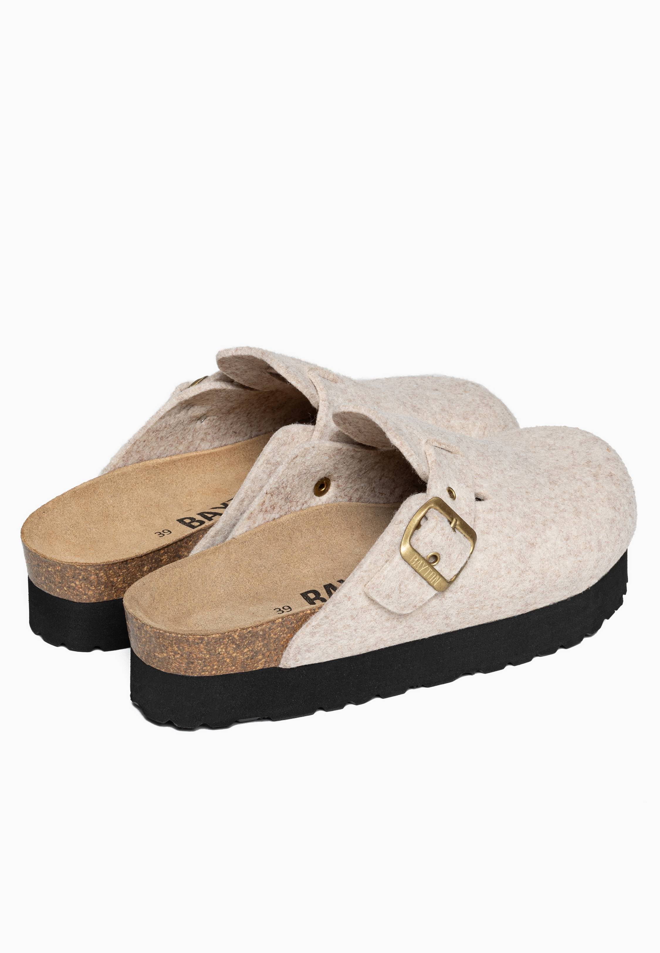 Elbe Beige Platform Clogs