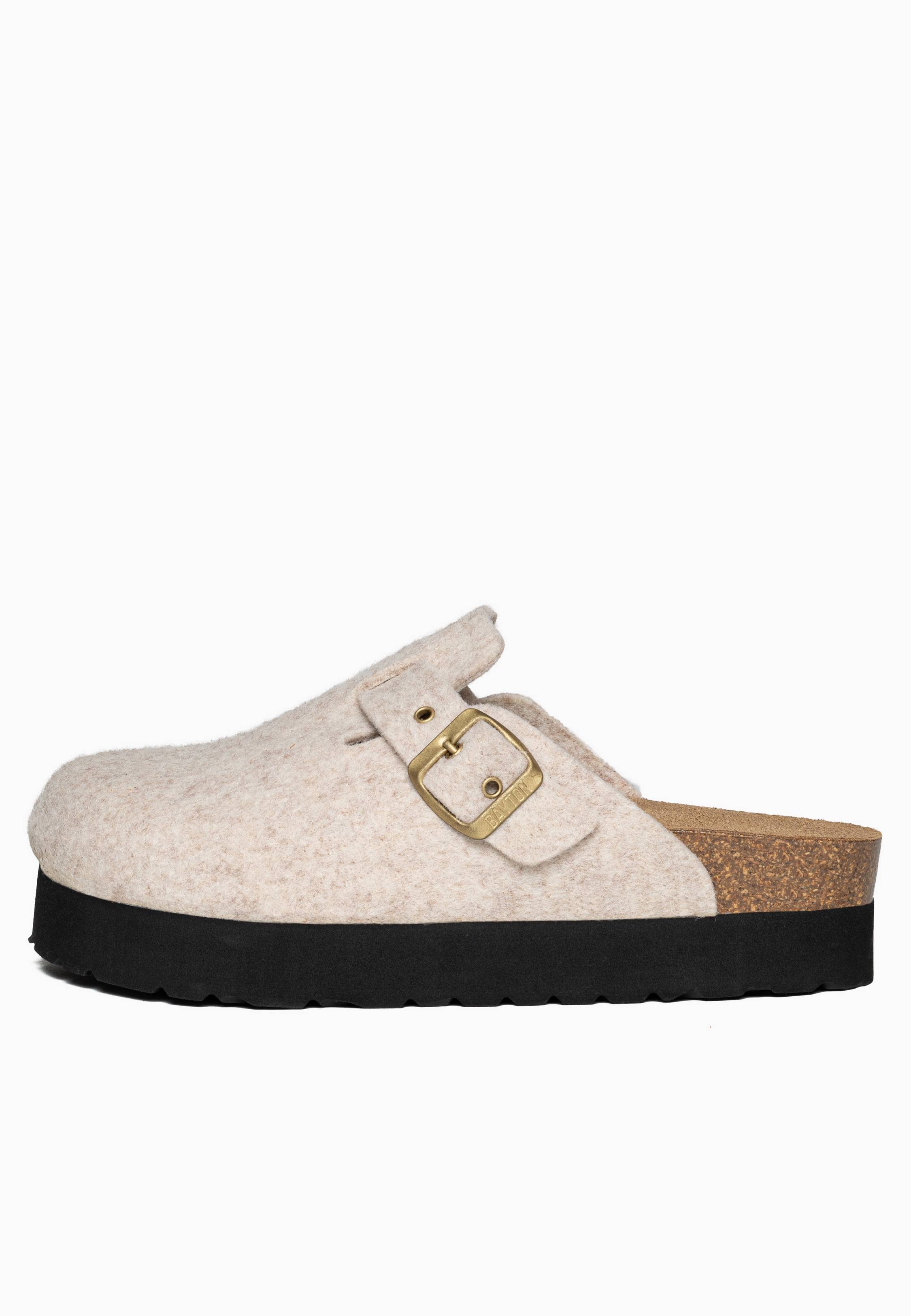 Elbe Beige Platform Clogs