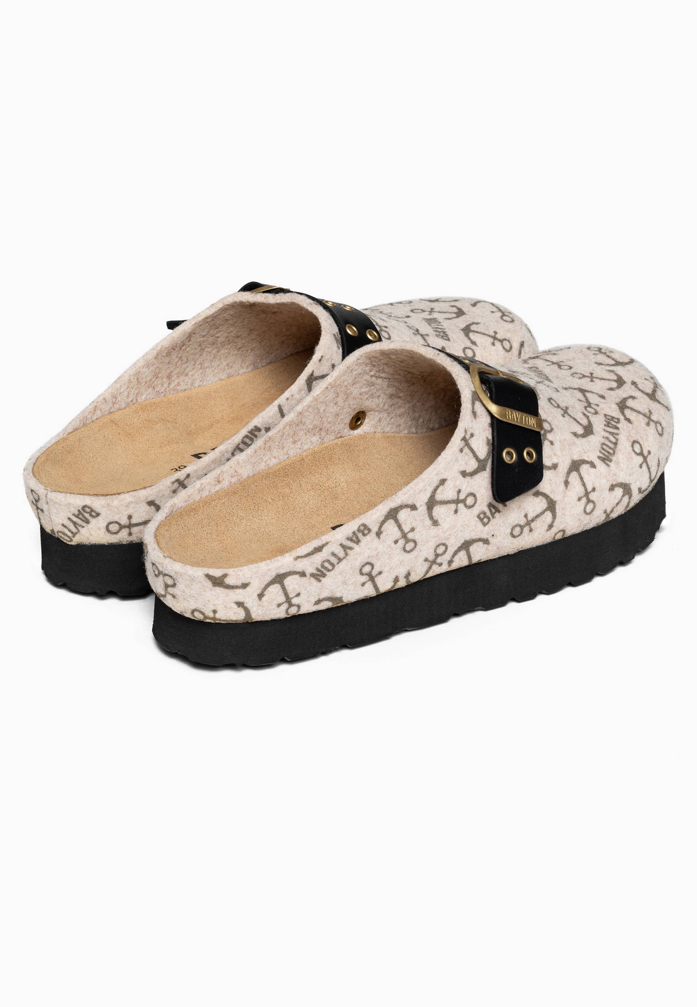 Volga Beige and Taupe Platform Clogs