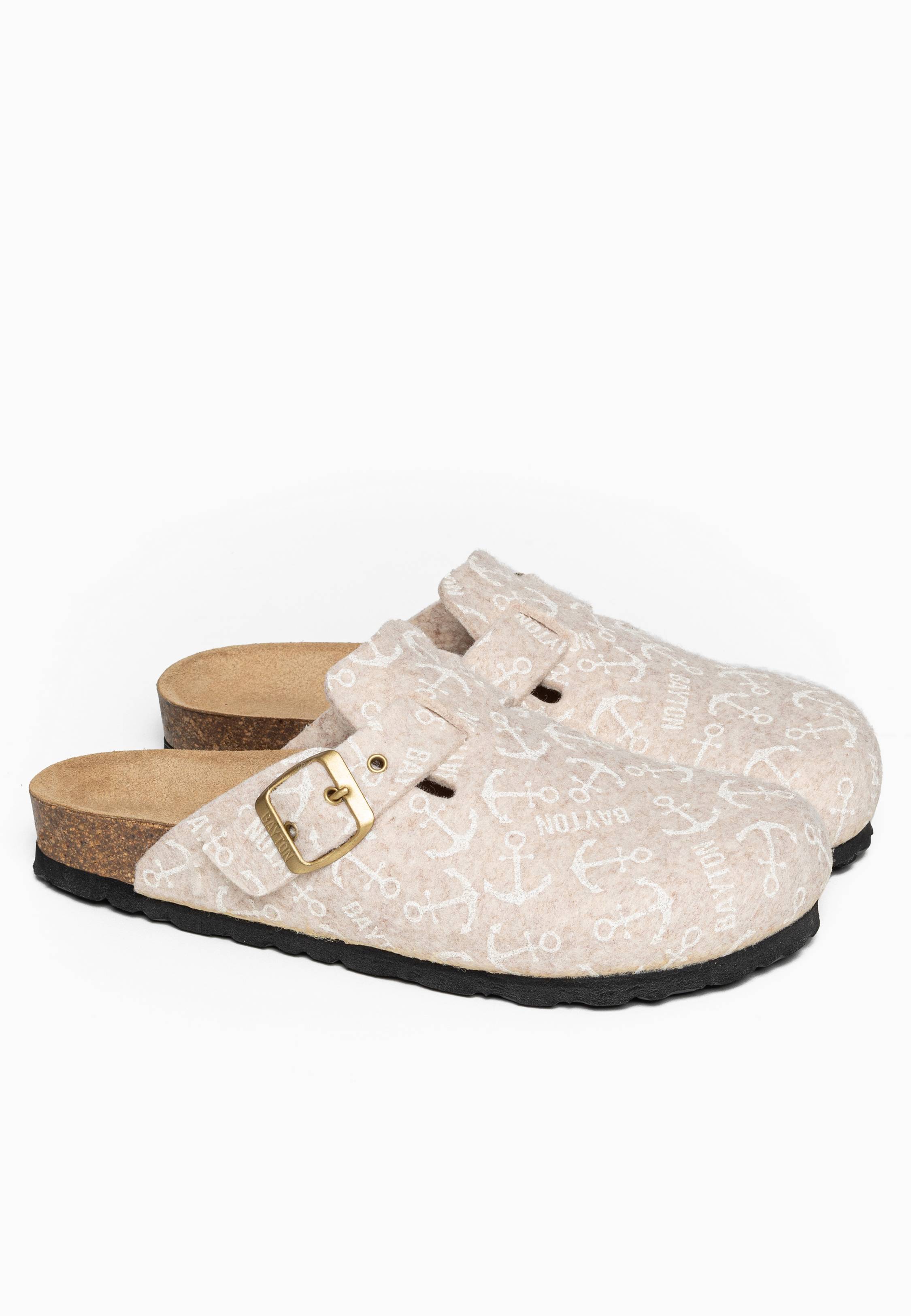 Adige Beige and White Clogs