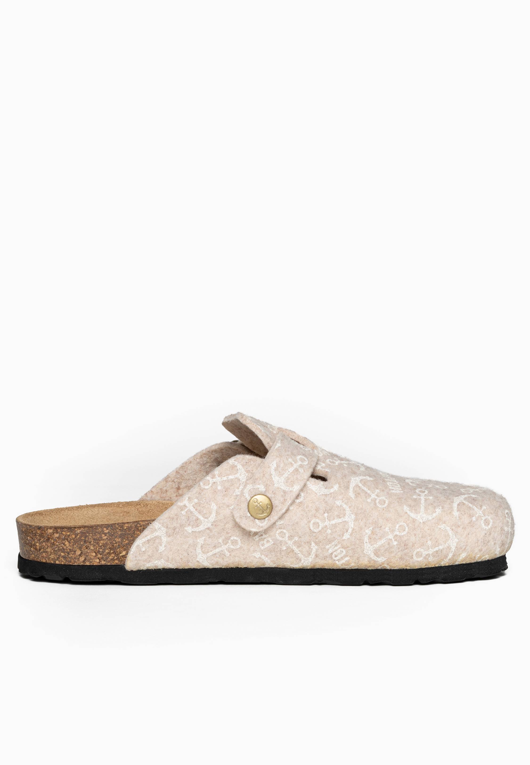 Adige Beige and White Clogs