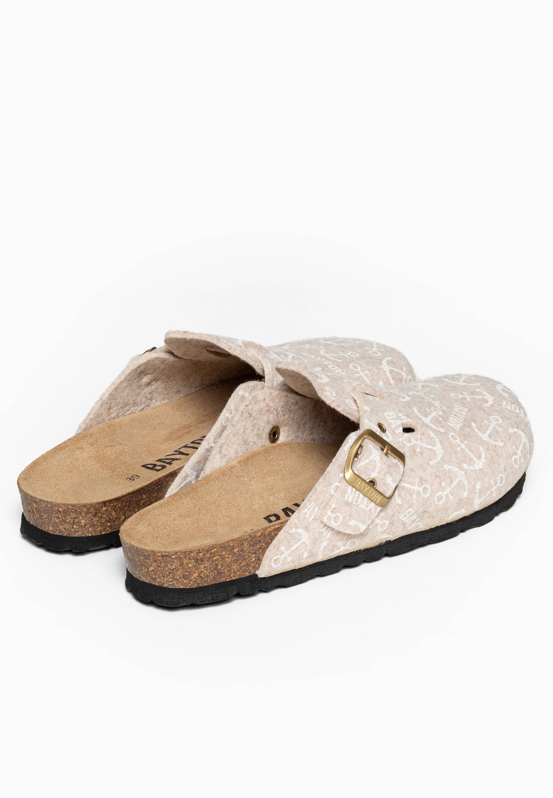 Adige Beige and White Clogs