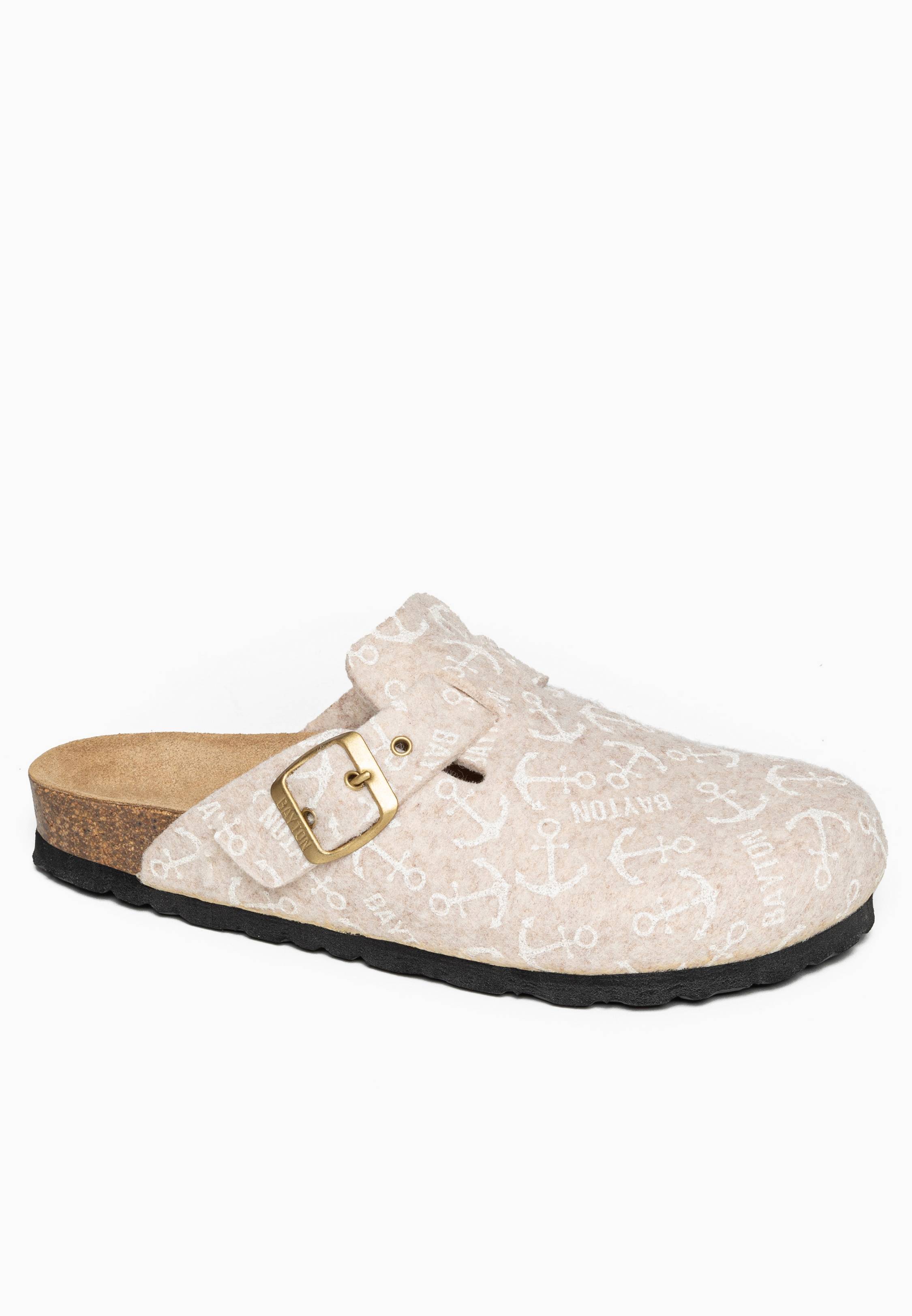 Adige Beige and White Clogs