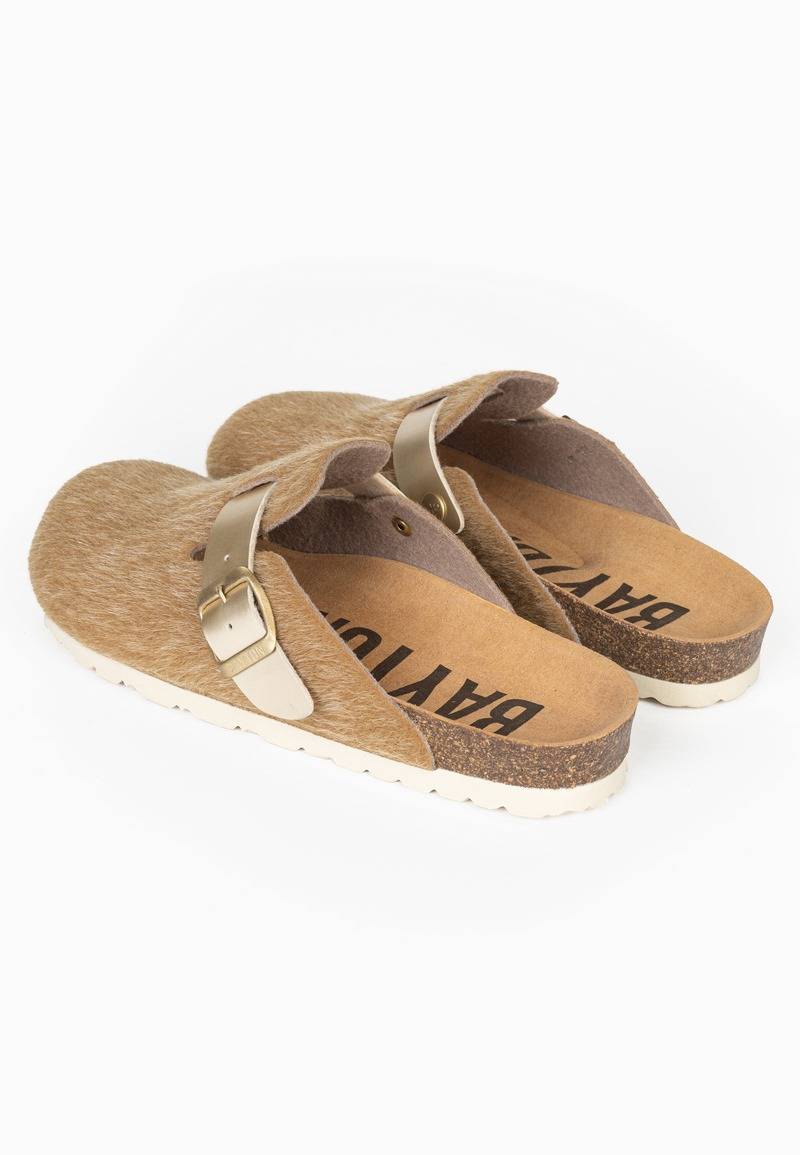 Moke Light Brown and Gold Clogs