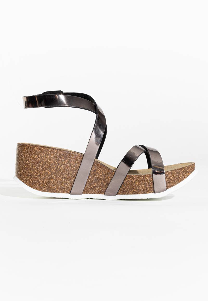 Asteria Dark Grey Wedge and Semi-Wedge Sandals