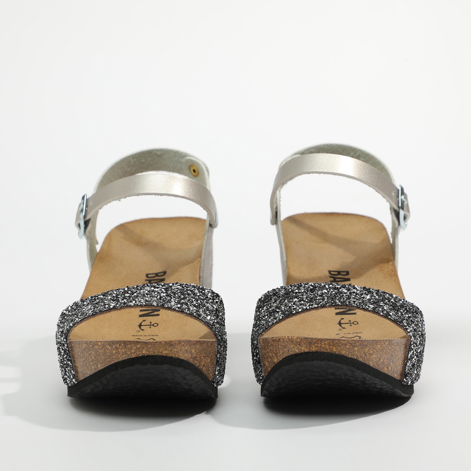 Maya Silver Glitter Wedge and Semi-Wedge Sandals