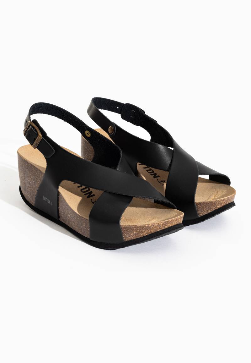 Rea Black Wedge and Semi-Wedge Sandals