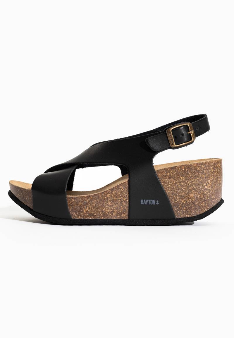 Rea Black Wedge and Semi-Wedge Sandals