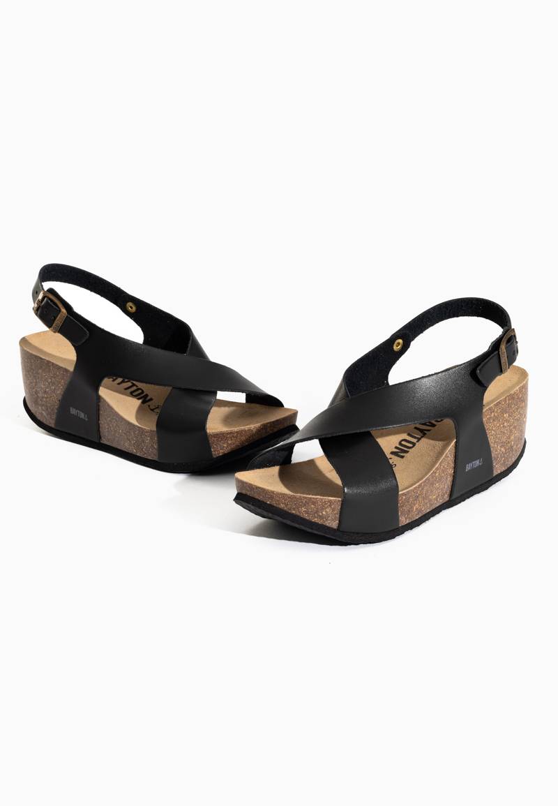 Rea Black Wedge and Semi-Wedge Sandals