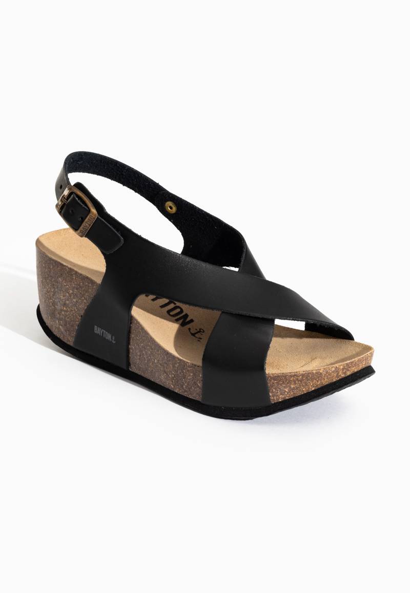 Sandalias Rea Cuña Y Semicuña Negro