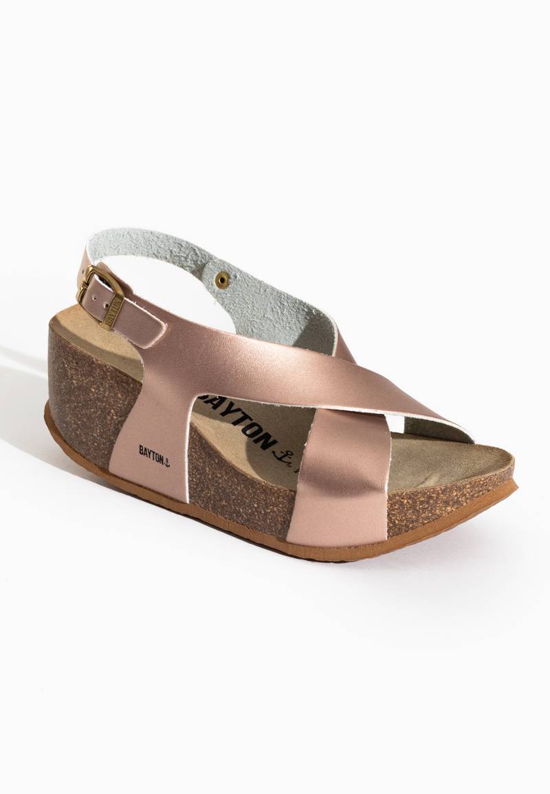 Sandalias con cuña y media cuña Rea en oro rosa