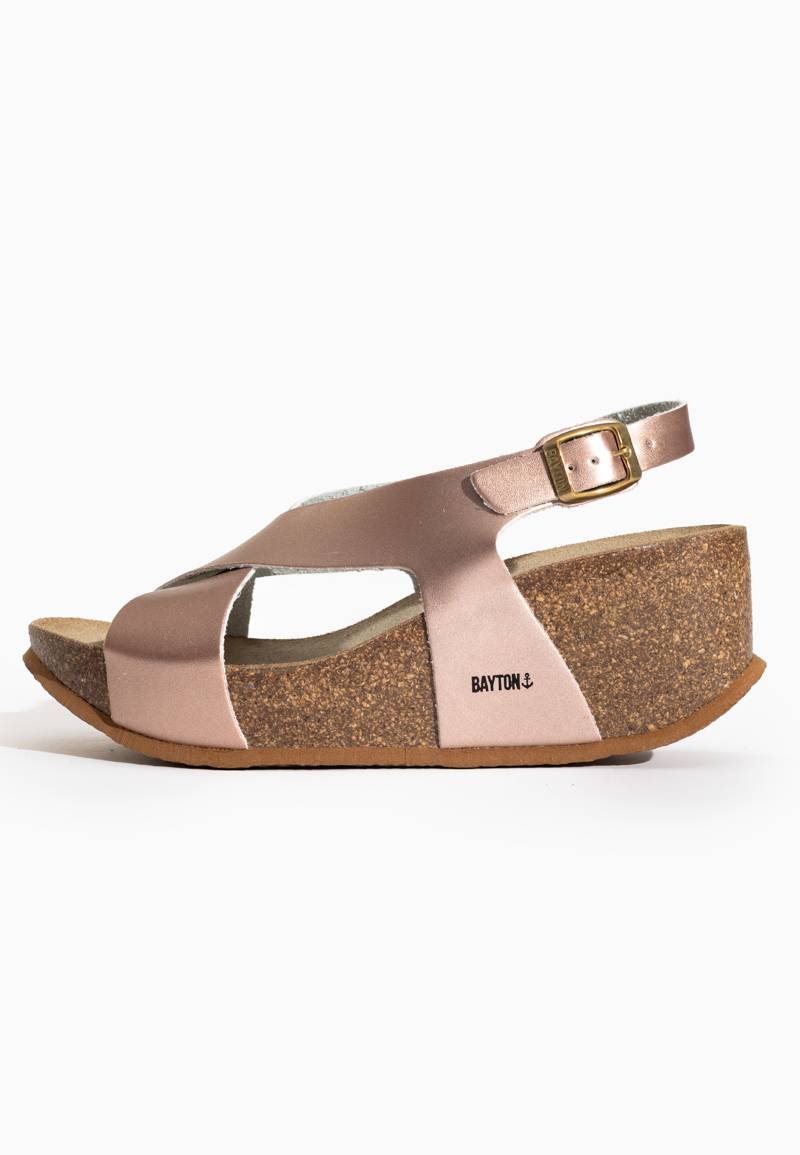 Sandalias con cuña y media cuña Rea en oro rosa