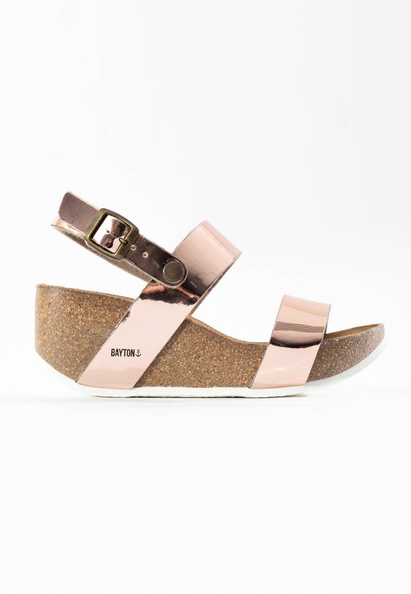 Sandalias con cuña y media cuña Selene en oro rosa