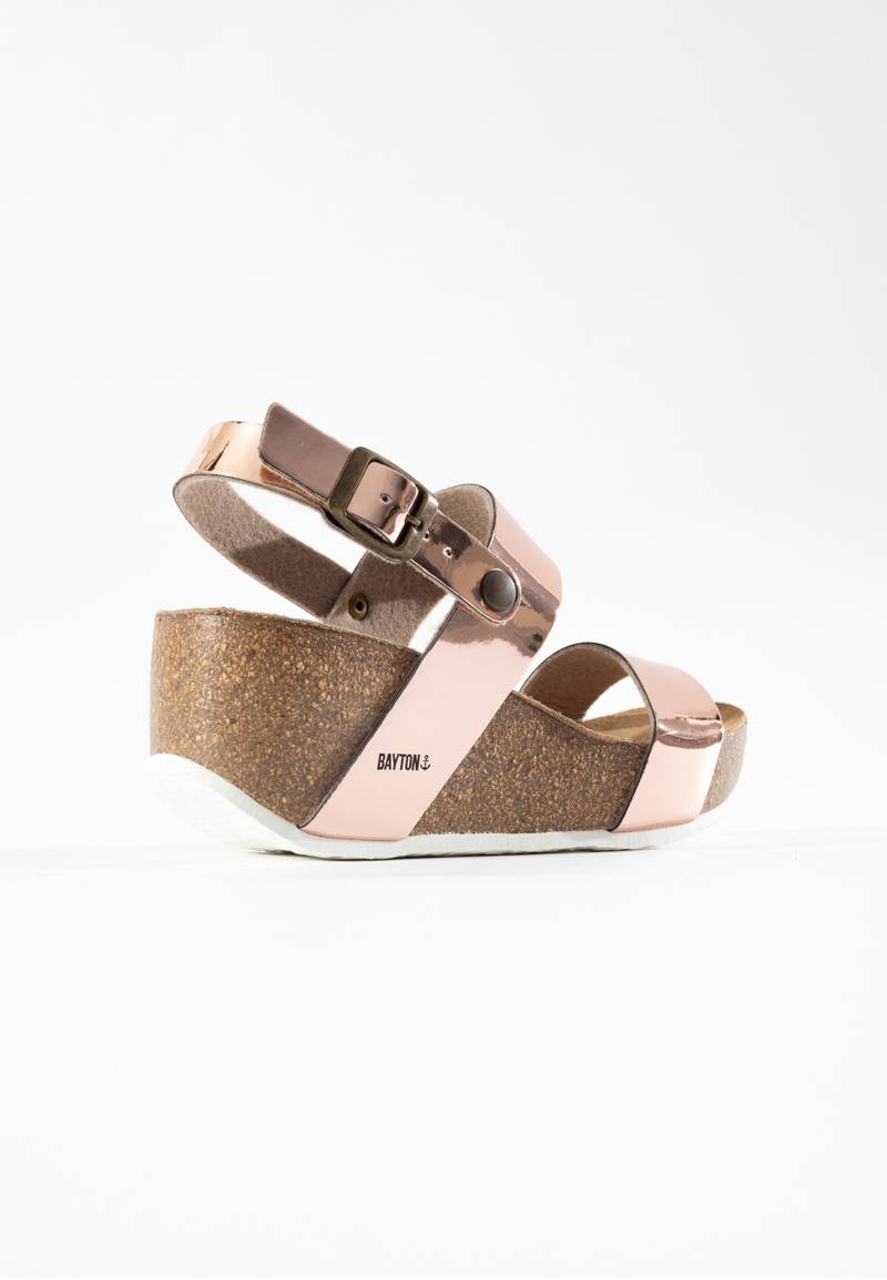 Sandalias con cuña y media cuña Selene en oro rosa