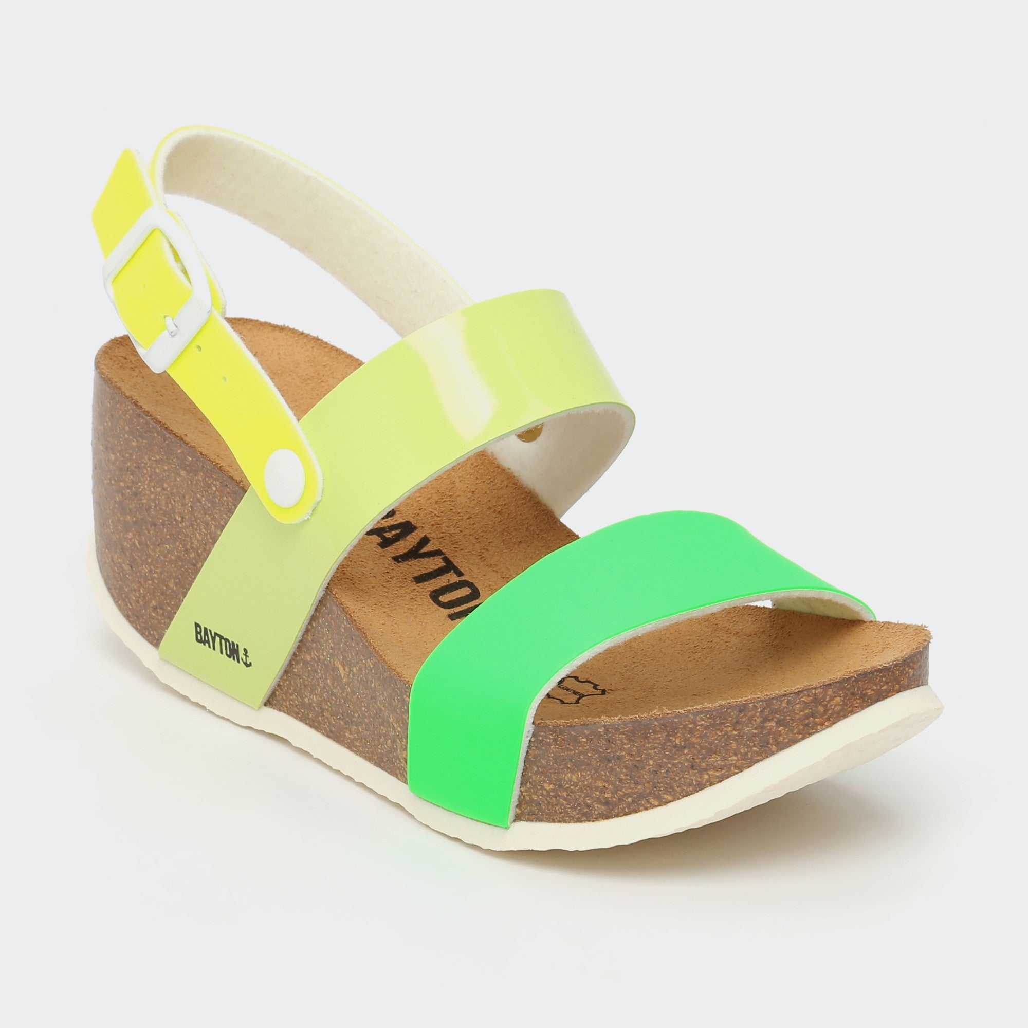 Sandalias Selene De Cuña Y Semicuña Verde Y Amarillo