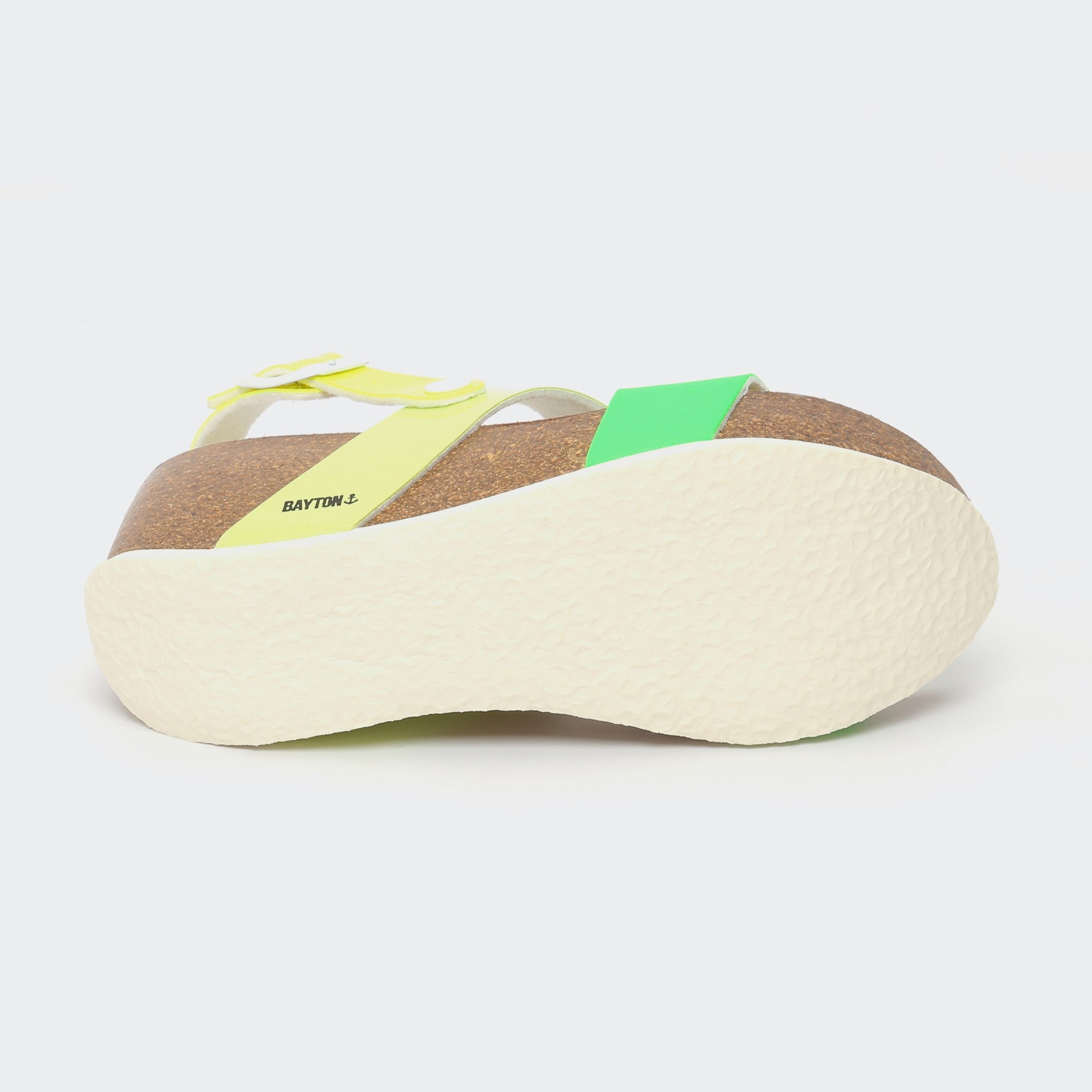 Sandalias Selene De Cuña Y Semicuña Verde Y Amarillo