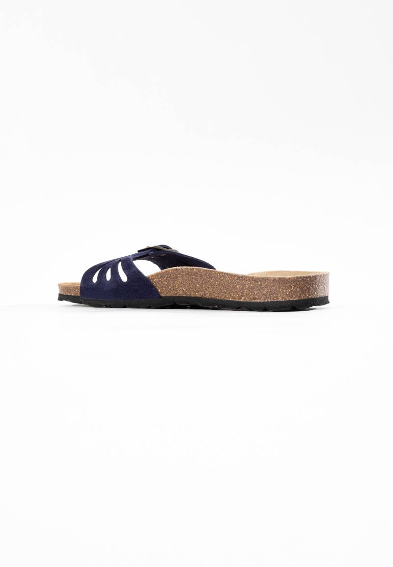 Athena Navy Blue Suede Leather 1 Strap Sandals