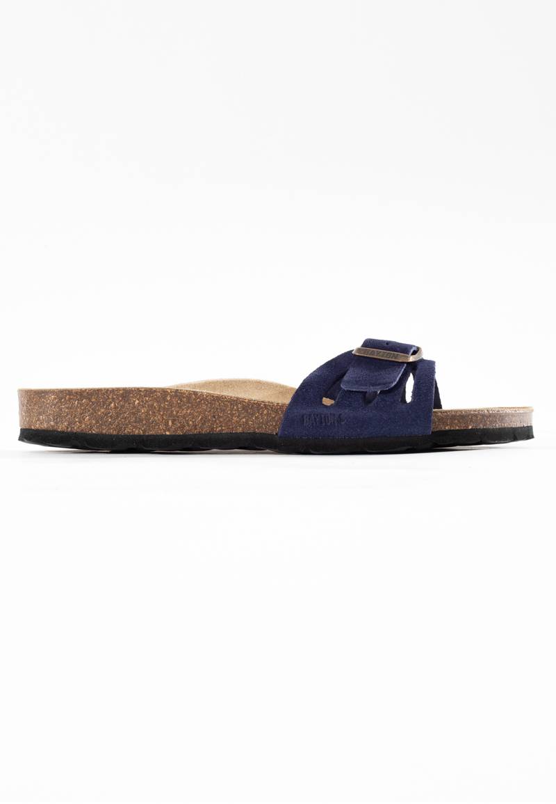 Athena Navy Blue Suede Leather 1 Strap Sandals