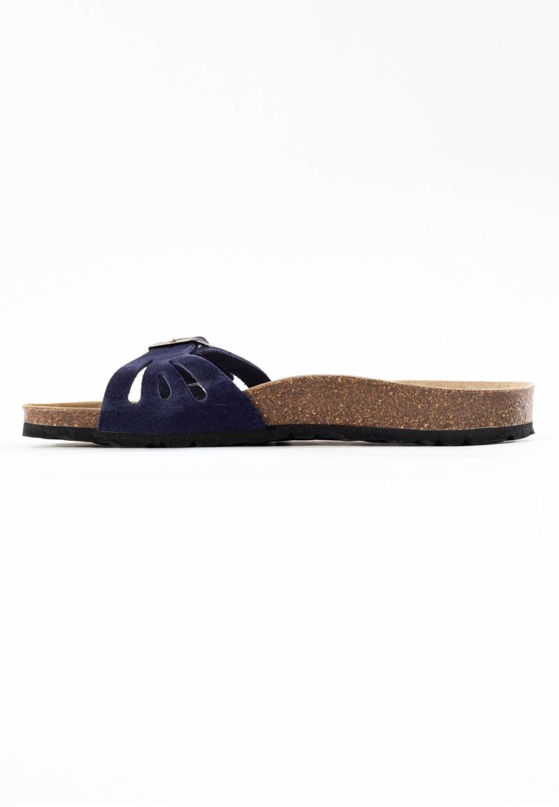 Athena Navy Blue Suede Leather 1 Strap Sandals