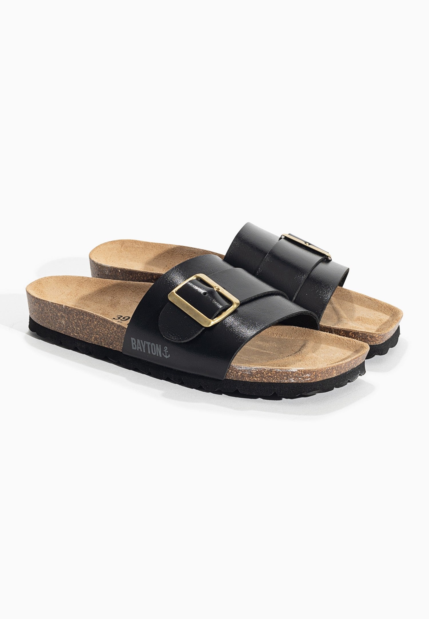 Orense Black 1 Strap Sandals