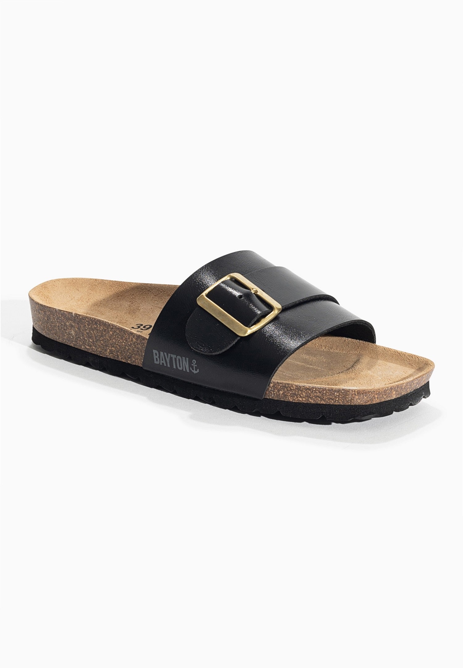 Orense Black 1 Strap Sandals