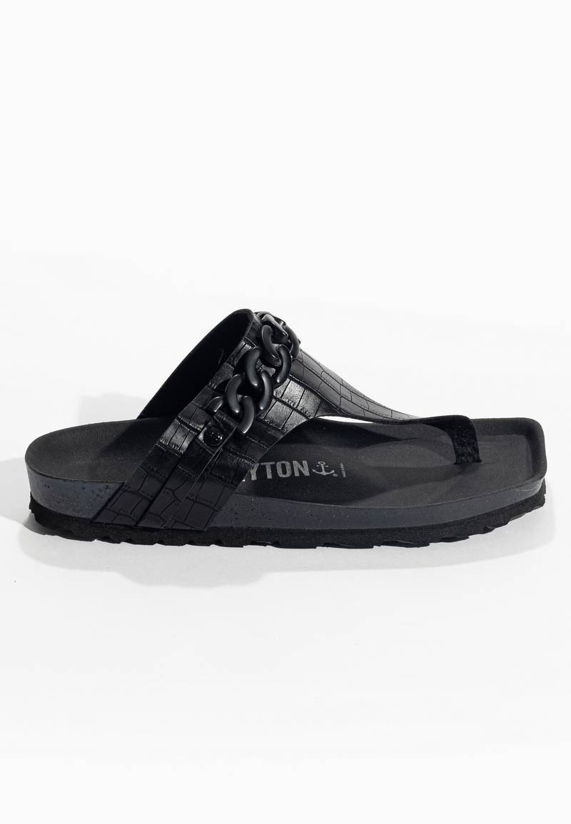 Picola Black Toe-Strap Sandals