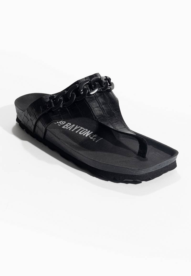 Picola Black Toe-Strap Sandals