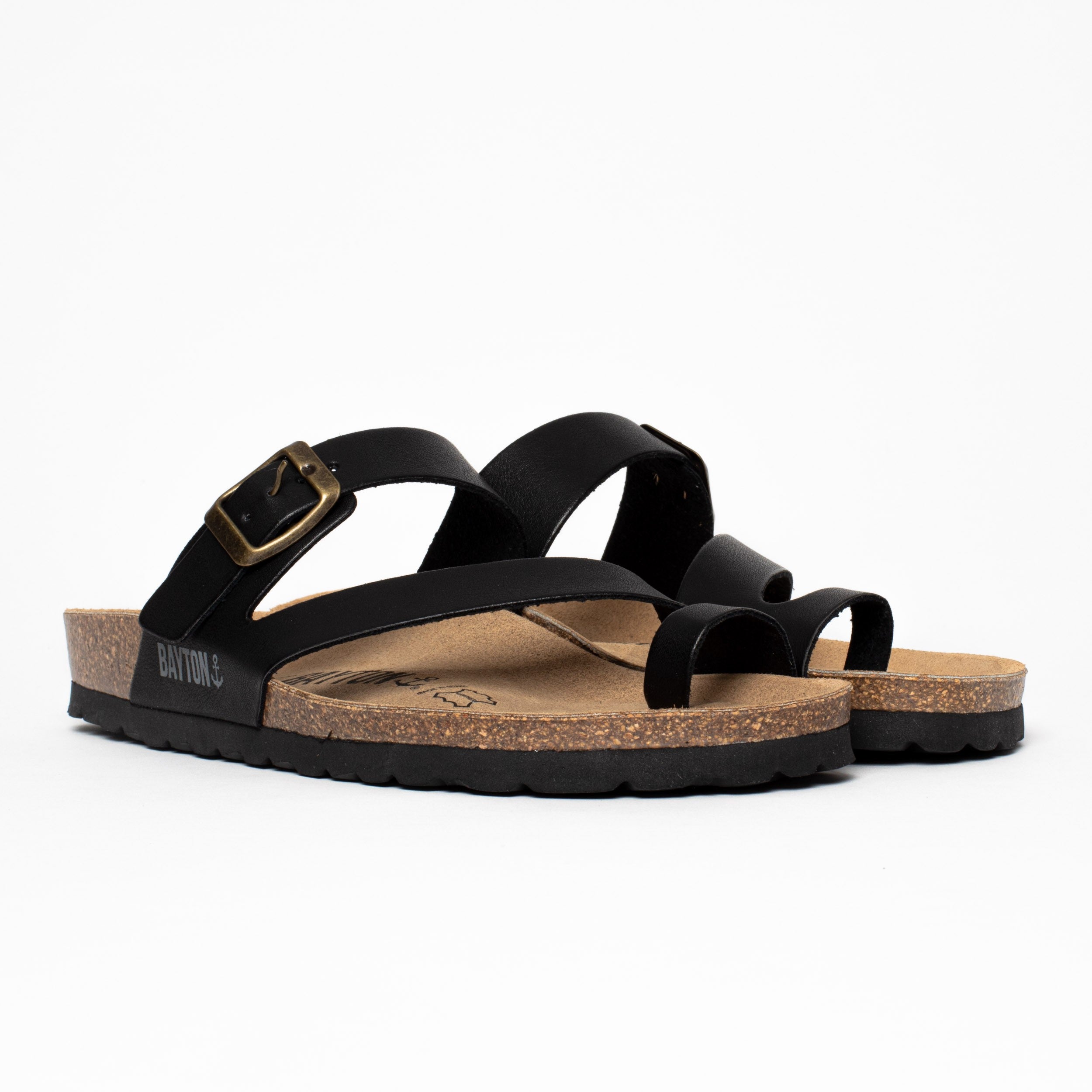 Black Biscaye Toe-Thong Sandals