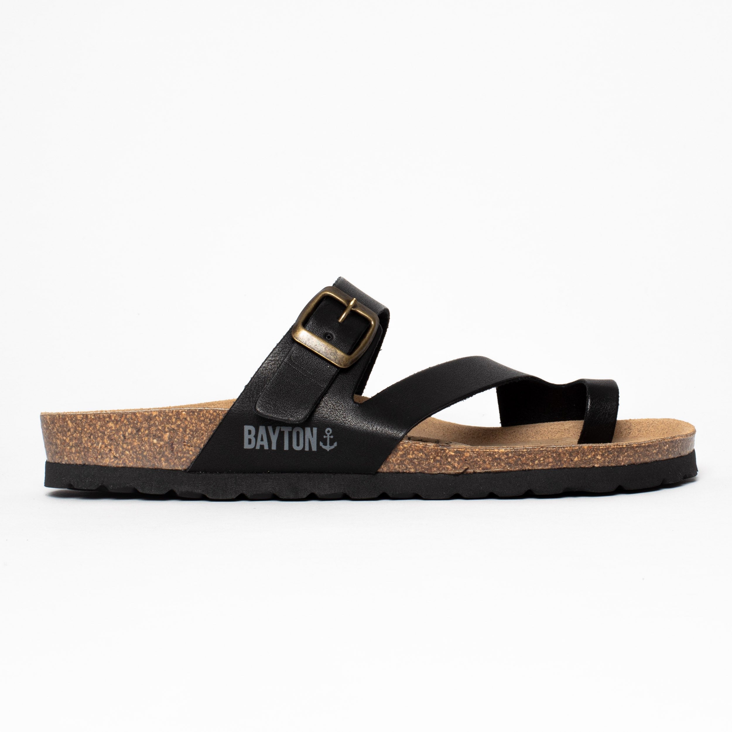 Black Biscaye Toe-Thong Sandals