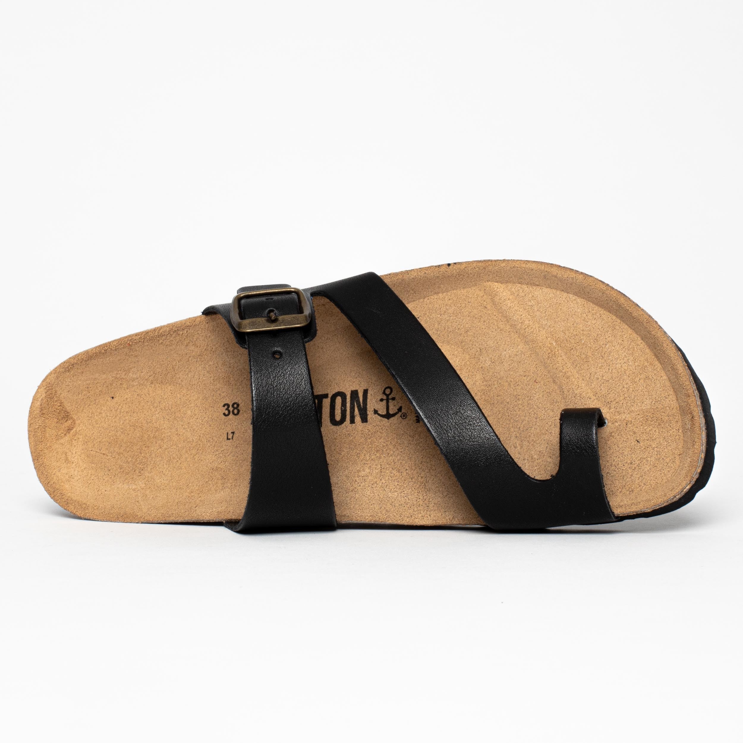 Black Biscaye Toe-Thong Sandals