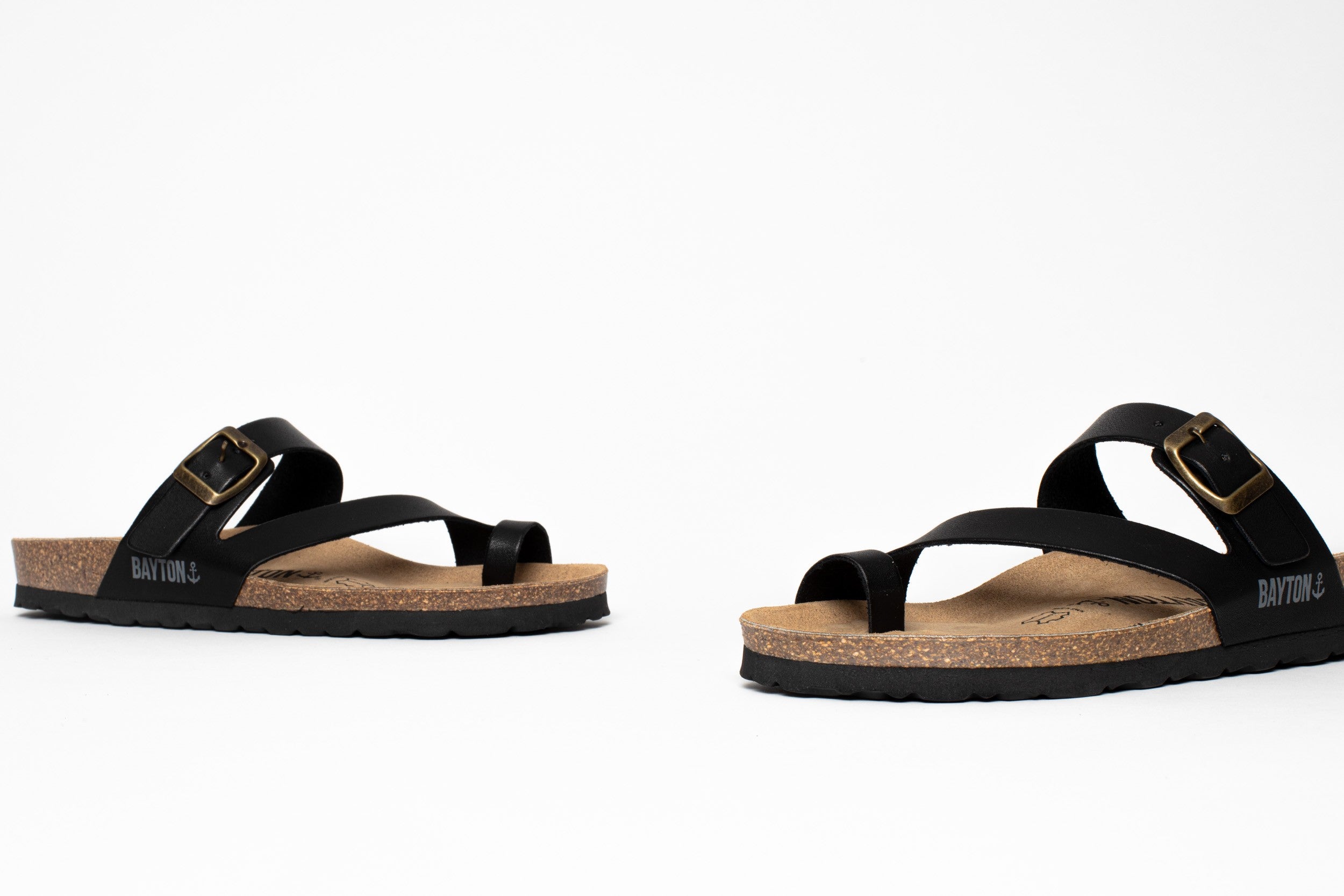 Black Biscaye Toe-Thong Sandals