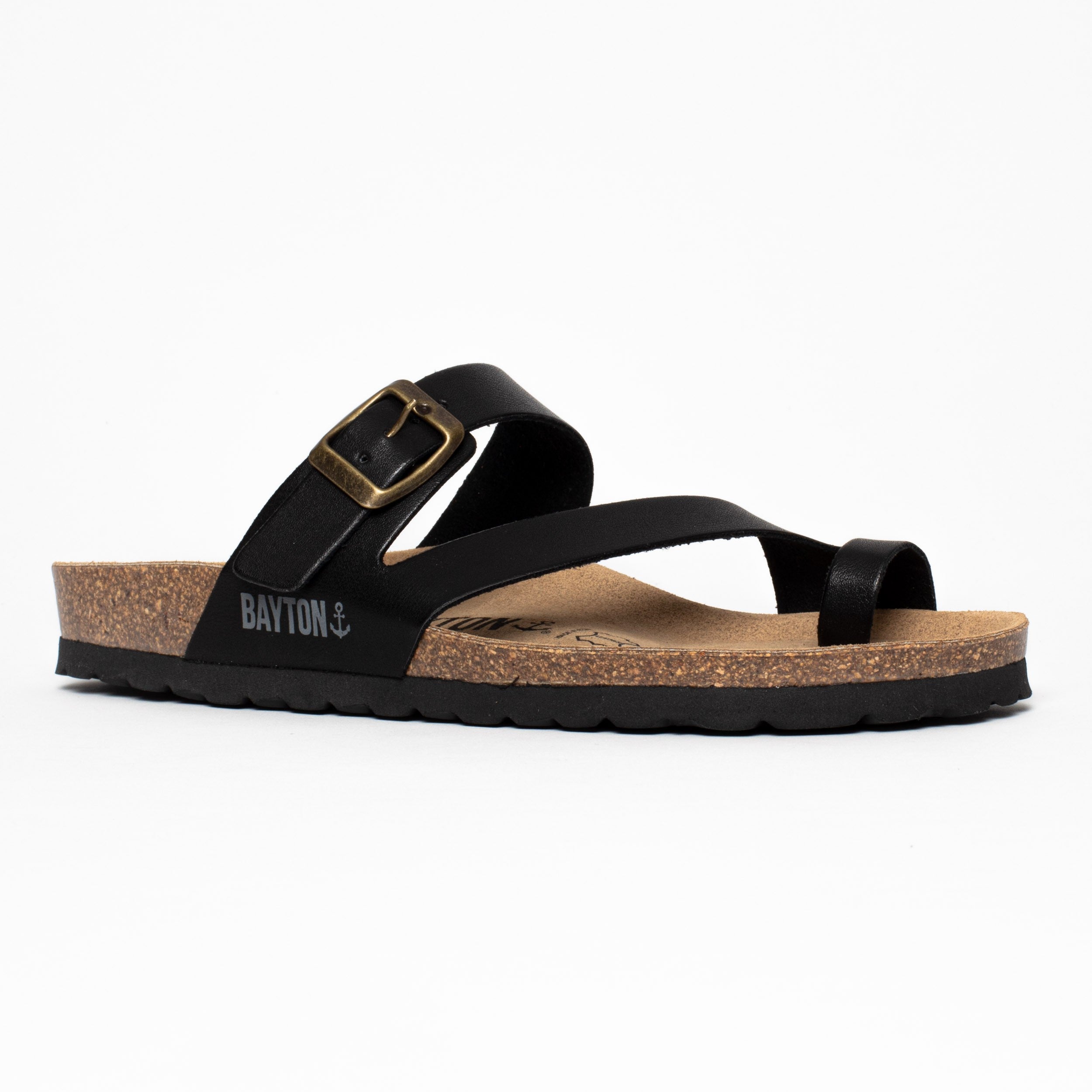 Black Biscaye Toe-Thong Sandals